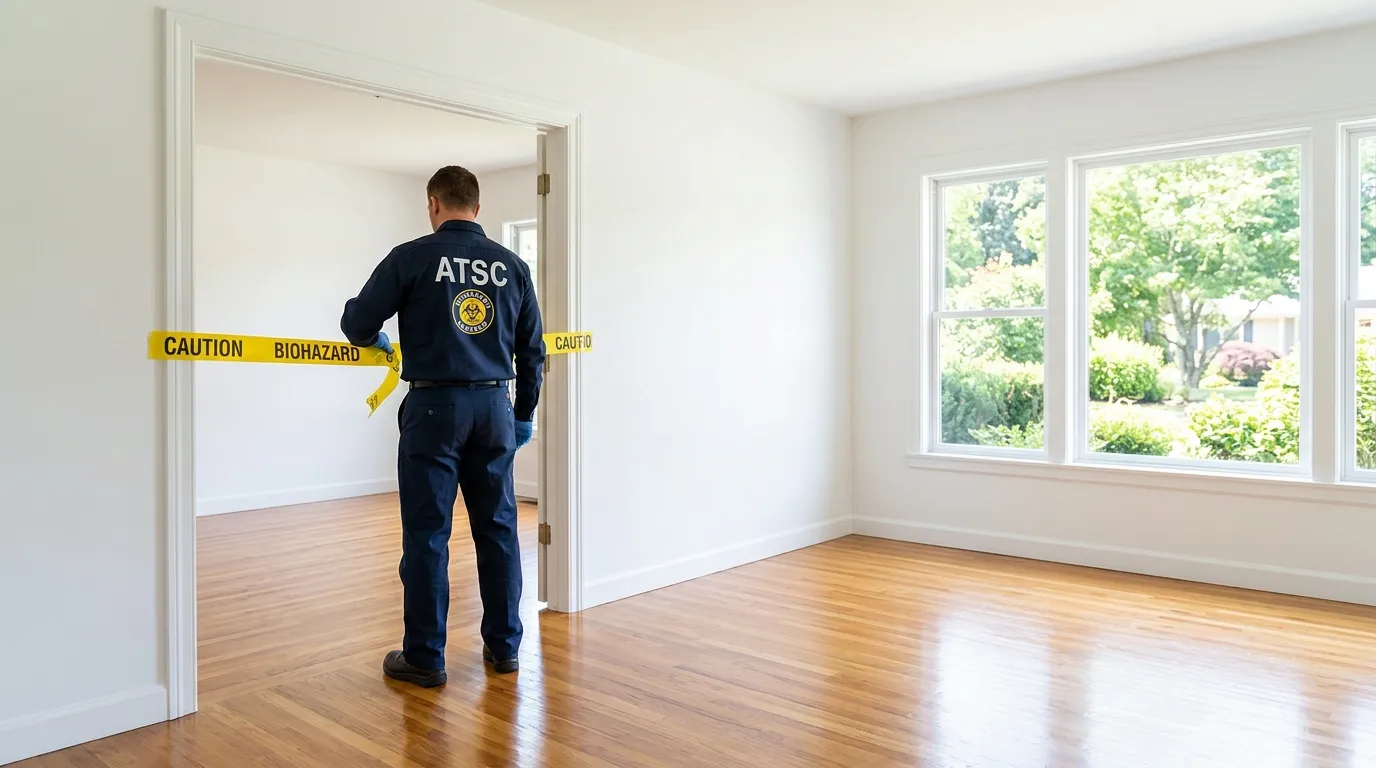Certified biohazard cleanup crew performing Decomposition Cleanup in Fraser